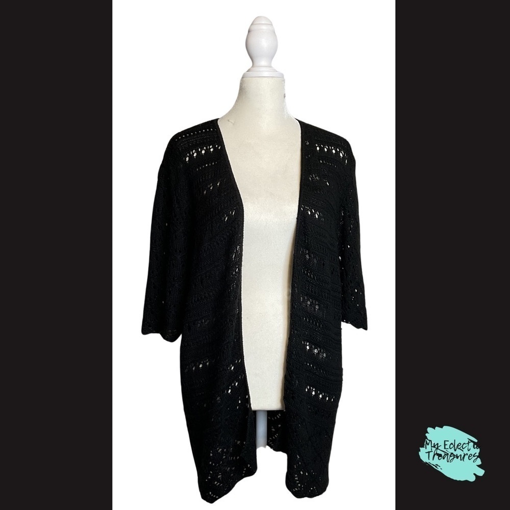 Christopher & Banks Black Open-Front Cardigan PXL - Picture 1 of 8